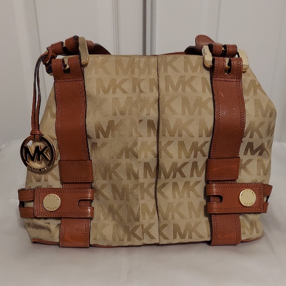 Michael Kors Tan and Brown Monogram Bag